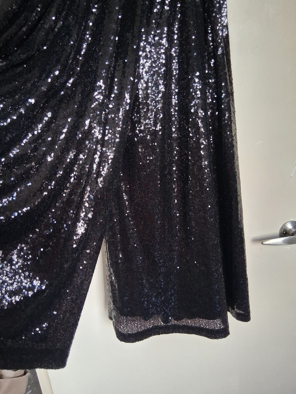 Emily McCarthy Black Sequin Wide Leg Pant